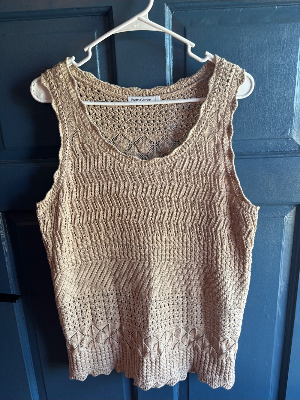 PrettyGarden Crochet Knit Tank Top in Light Beige